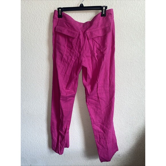 George Linen Pink Wide Leg Trouser Tie Pants 12 Lagen Cottage Barbie Romantic - Picture 9 of 10